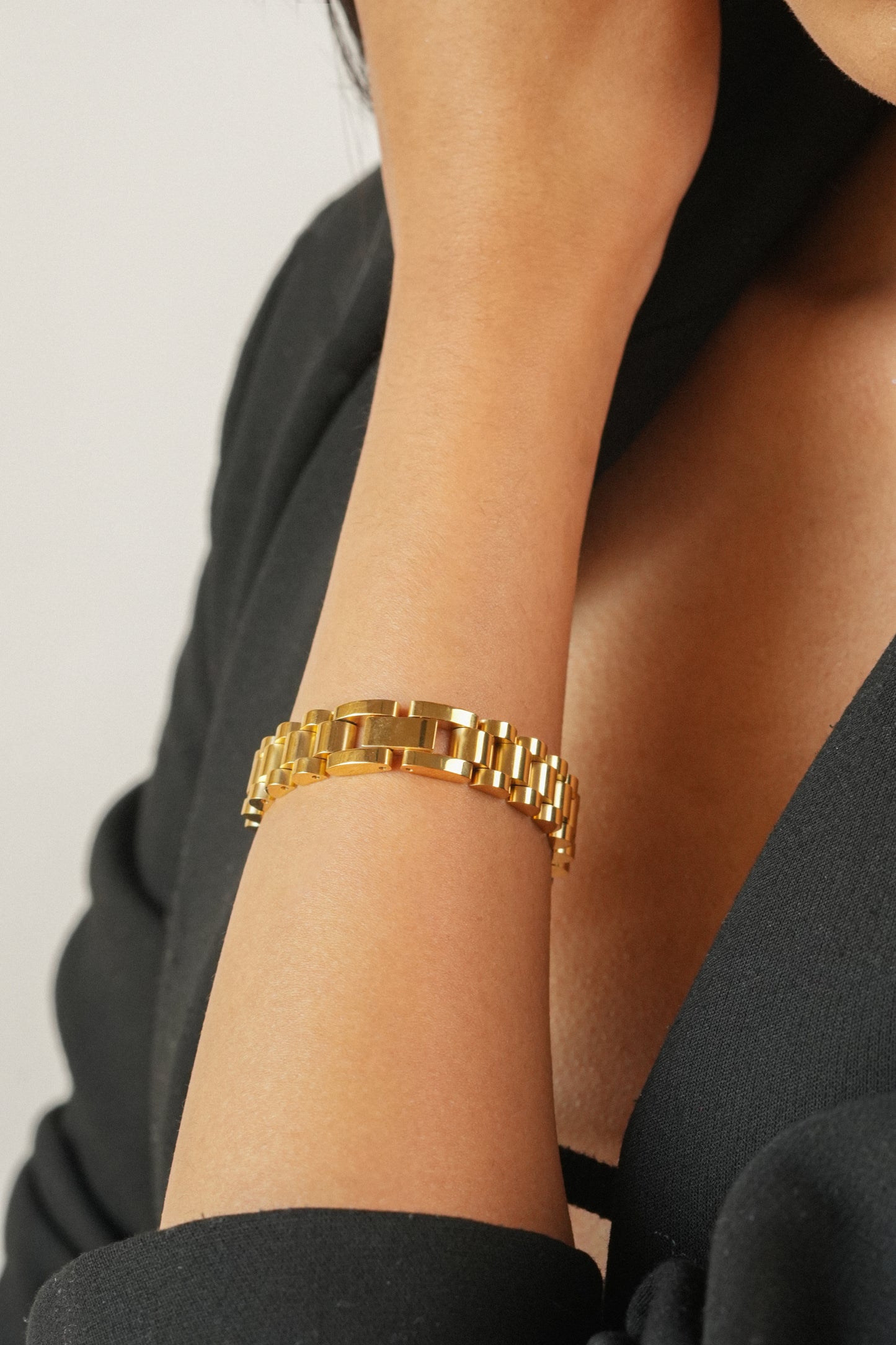 Gold watch chain bracelet