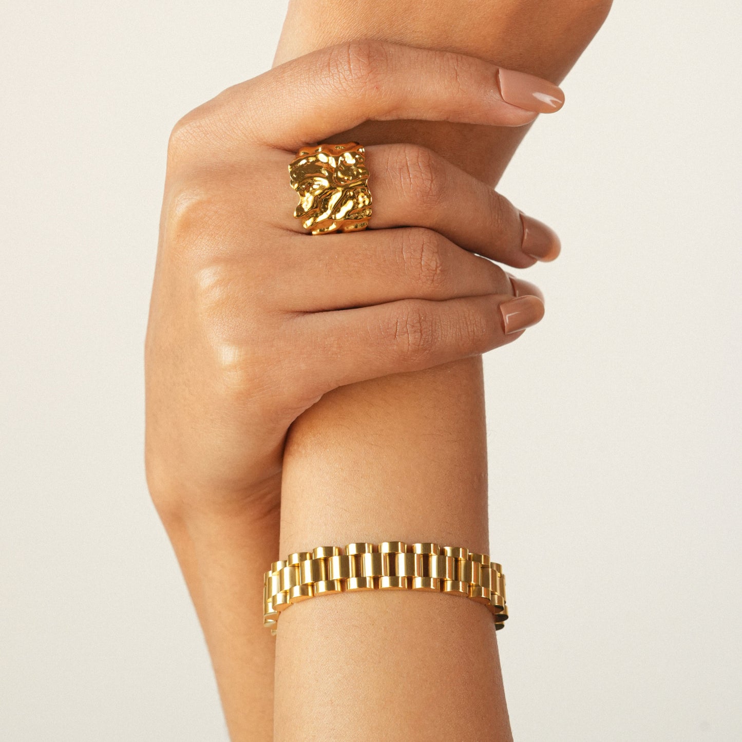 Gold watch chain bracelet