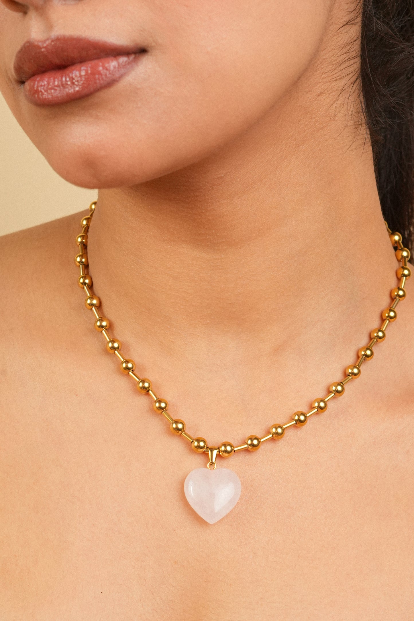 Pink crystal heart necklace