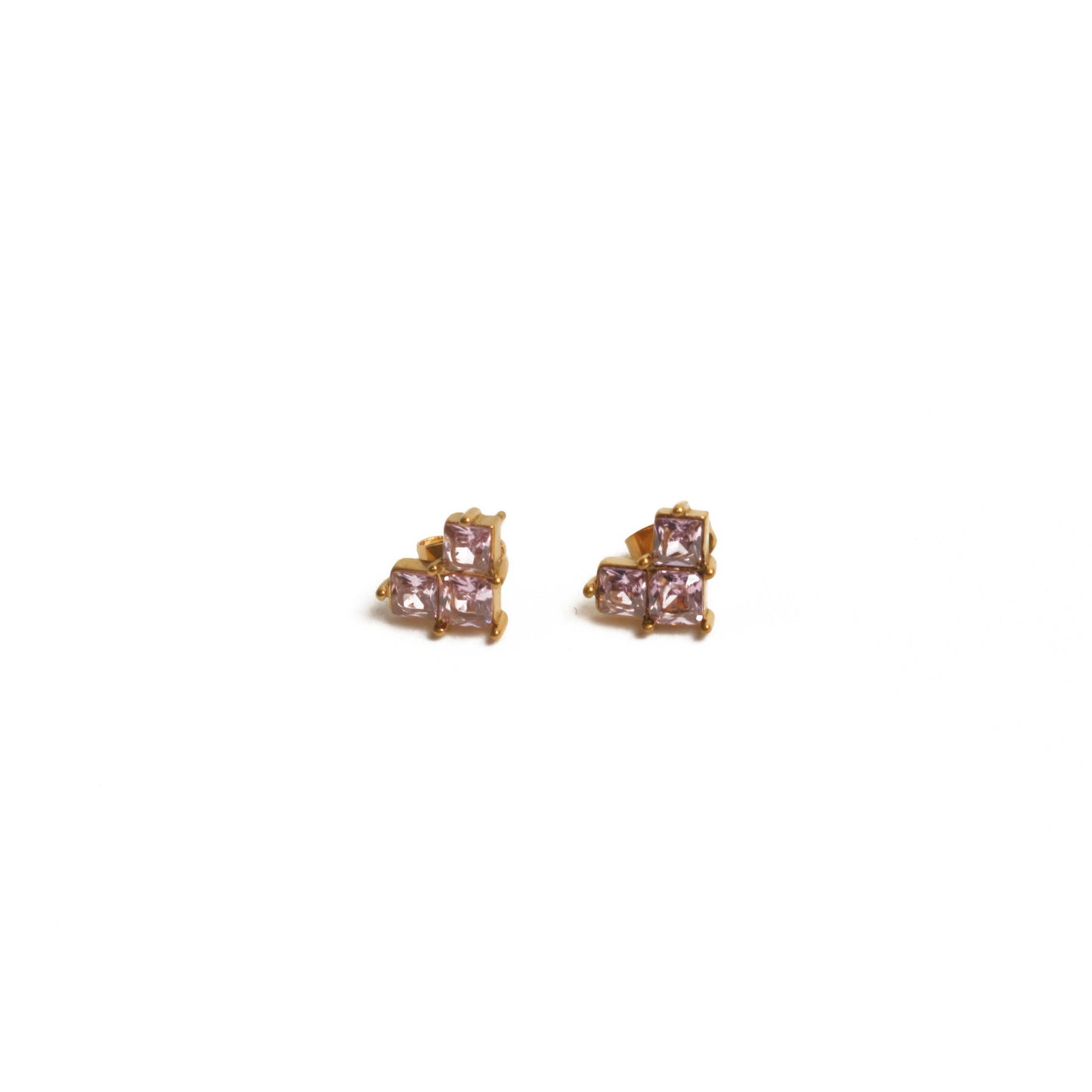 Pink heart studs