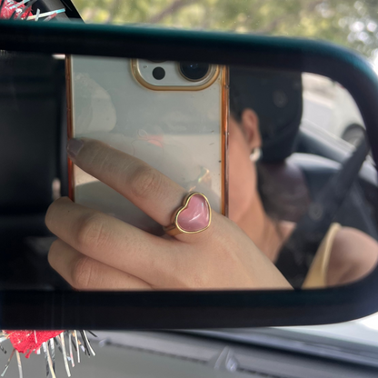 Pink crystal heart ring