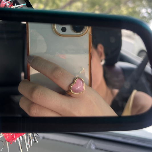 Pink crystal heart ring